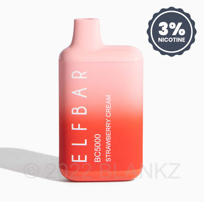 Elf Bar 5000 Puff Disposable BC5000 3% - Strawberry Cream - BLANKZ!