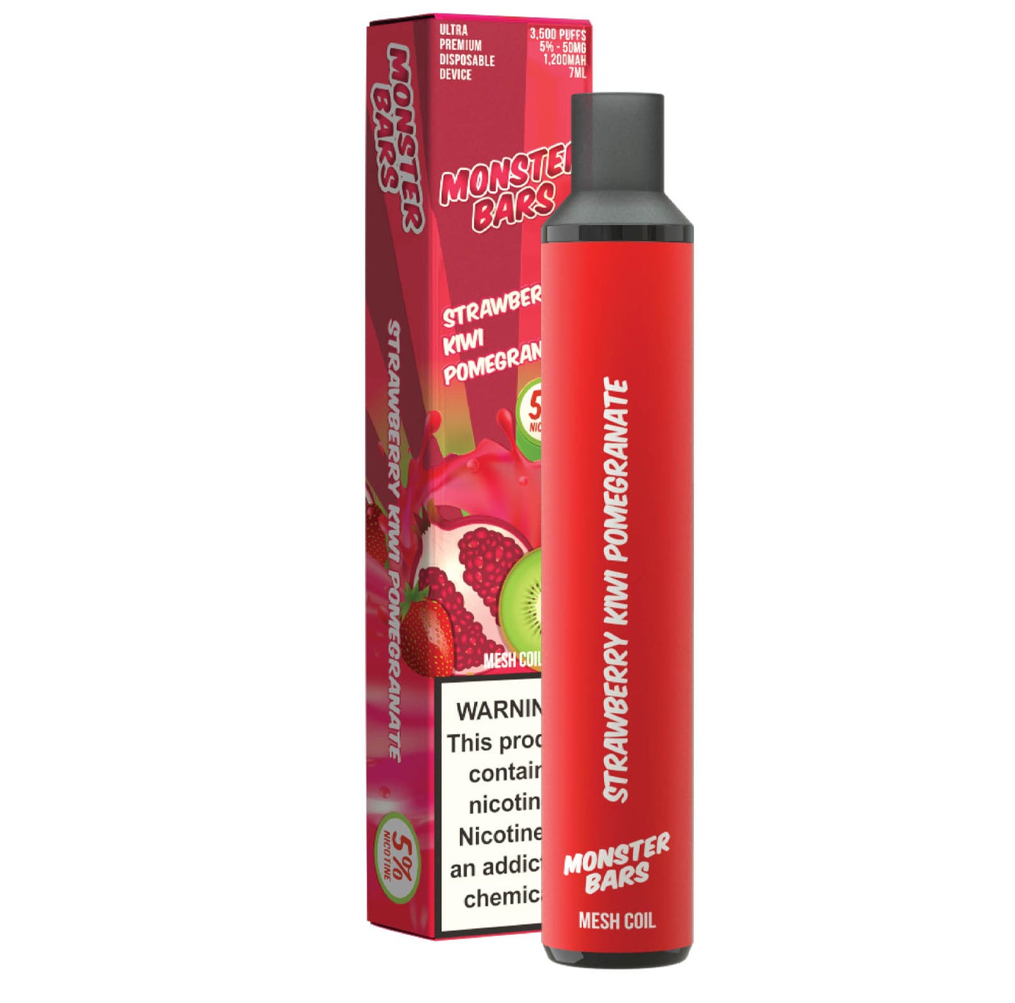 Monster Bars 3500 Puff Disposable - Strawberry Kiwi Pomegranate - BLANKZ!